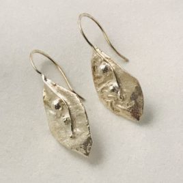 Earring – Sterling silver reticulated leaf