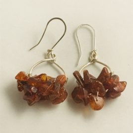 Earring – Sterling silver with amber chips