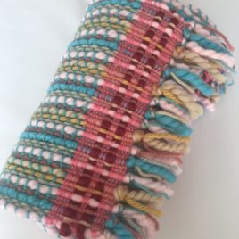 Handwoven Scarf – Pink and Turquoise