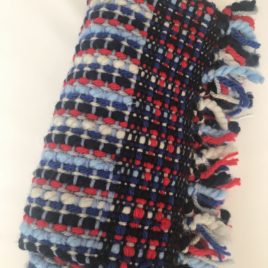 Handwoven Scarf – Blue/Red/White