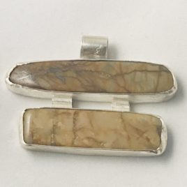 Pendant – Two rectangular jasper stoned set in Sterling Silver.