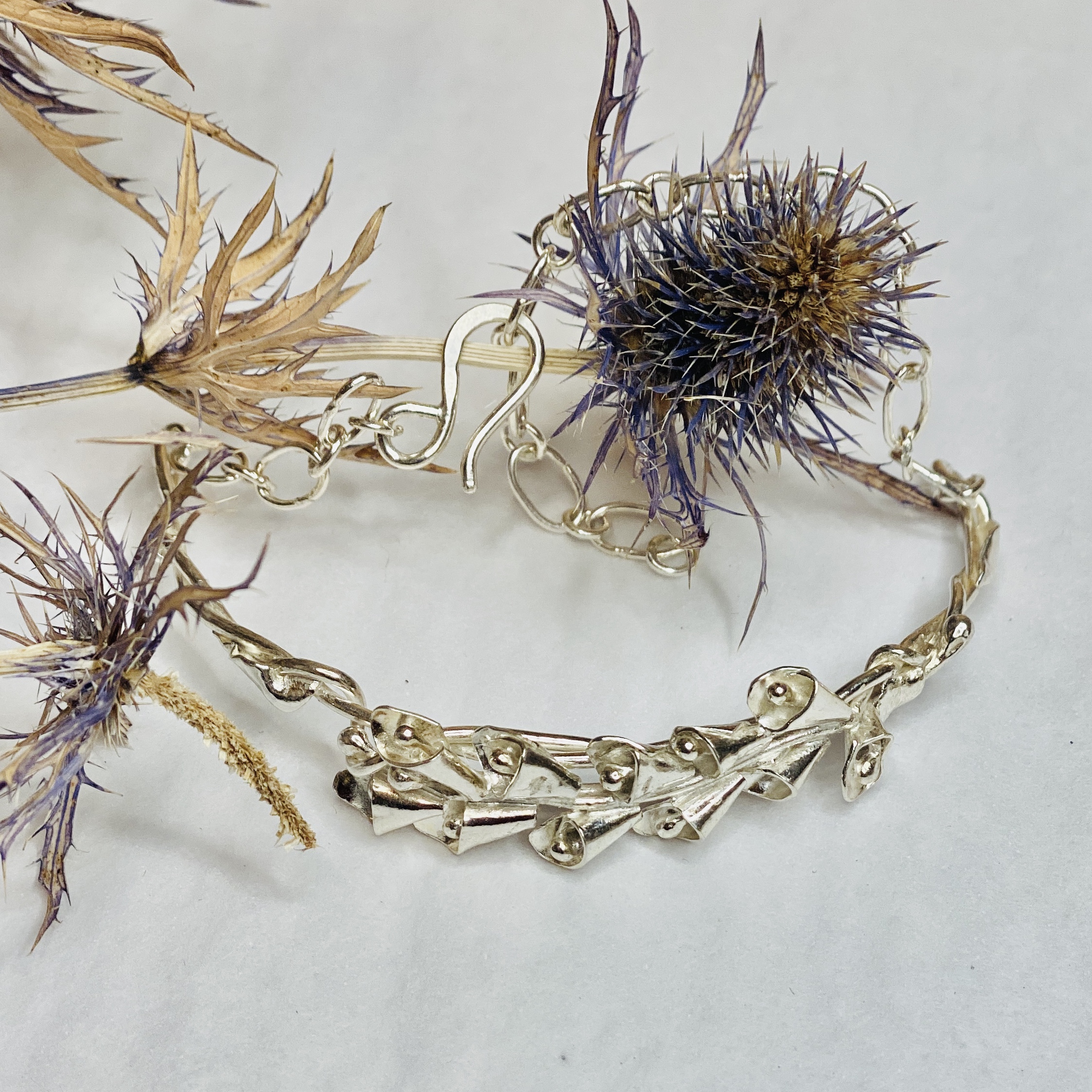 Bangle / Bracelet – Sterling Silver Foxglove Flowers Bracelet