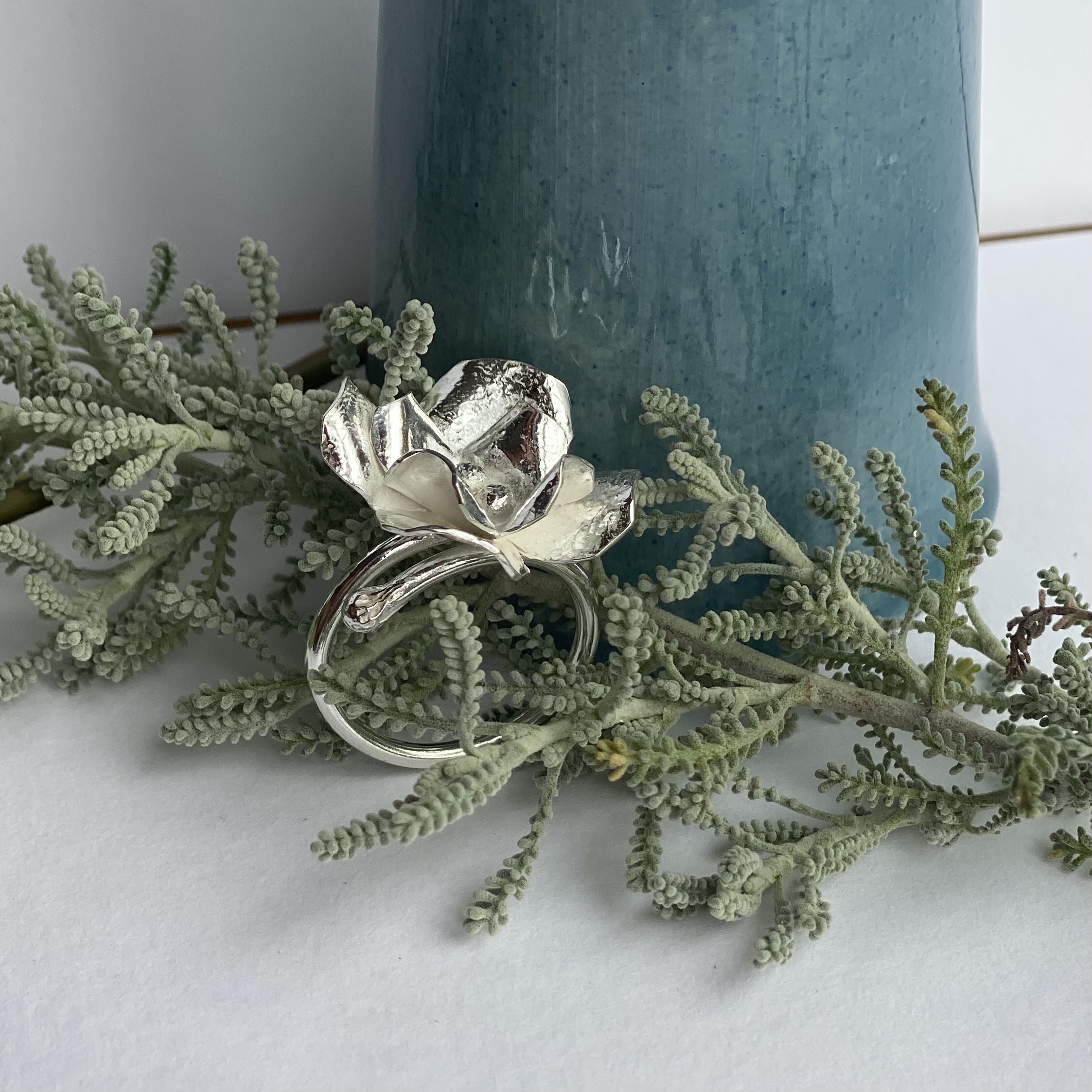 Ring – Sterling Silver Rose Flower Ring (Large)