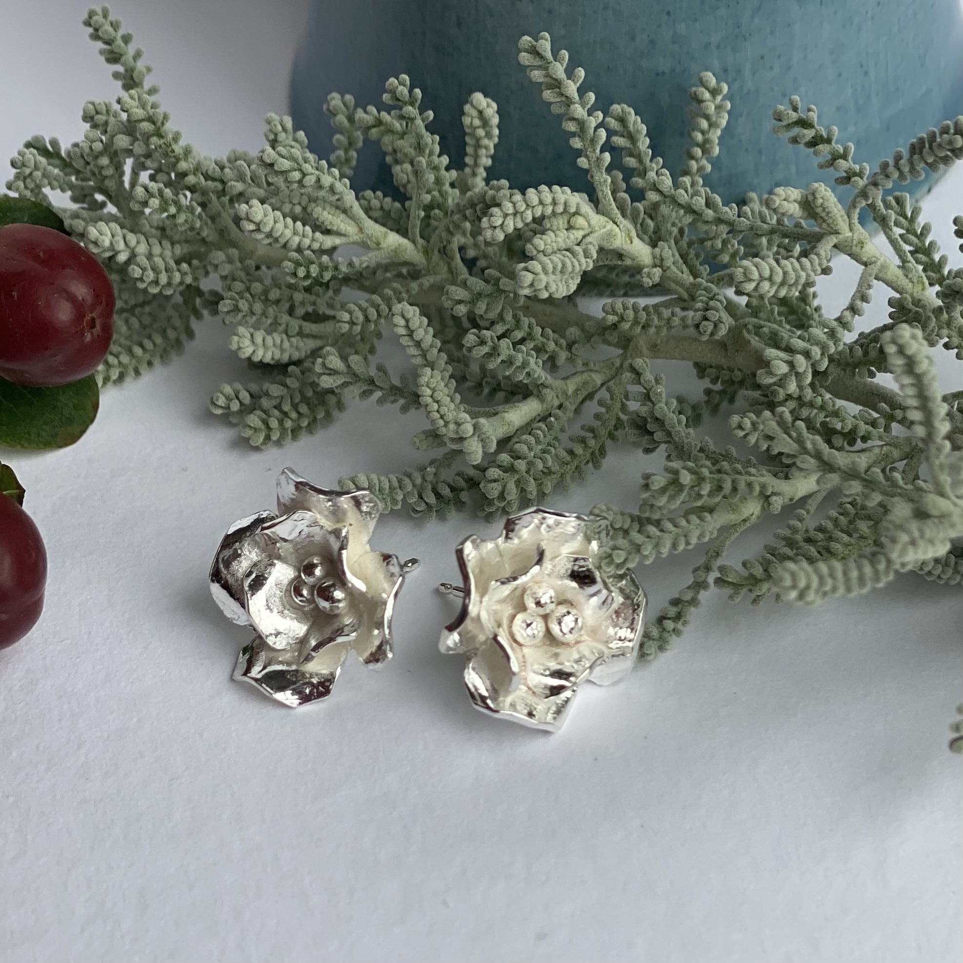 Earrings – Sterling Silver Rose Stud Earrings