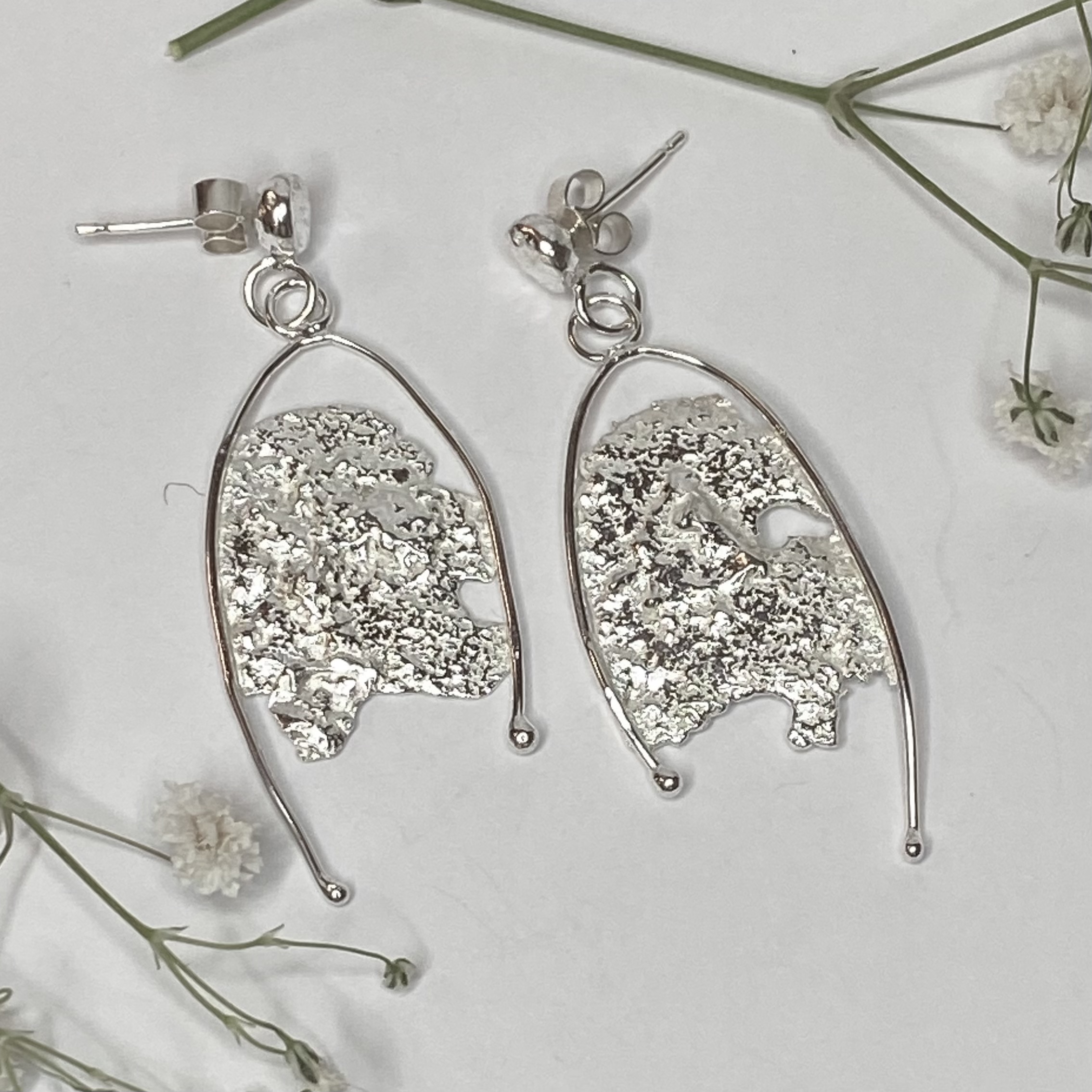 Earrings – Large Sterling Silver Molten Earrings